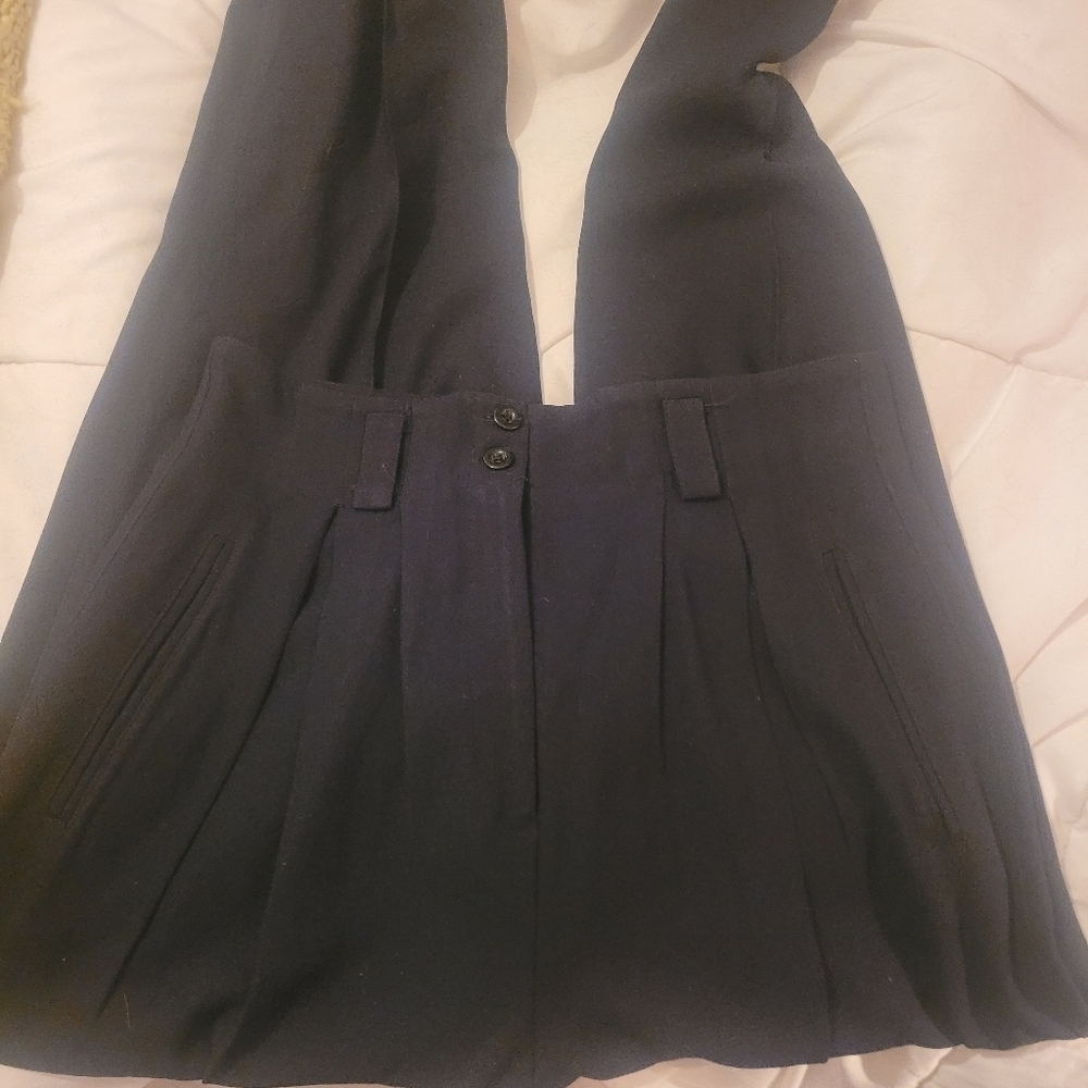 Kenar Petites Vintage 90's Black Vegan Silk Pleated Trousers Size 10
